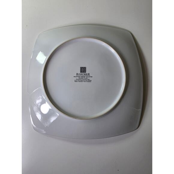 Set of 2 -ROSCHER Black White Damask Collection Floral Scrolls Square 10" Plate - Picture 6 of 6